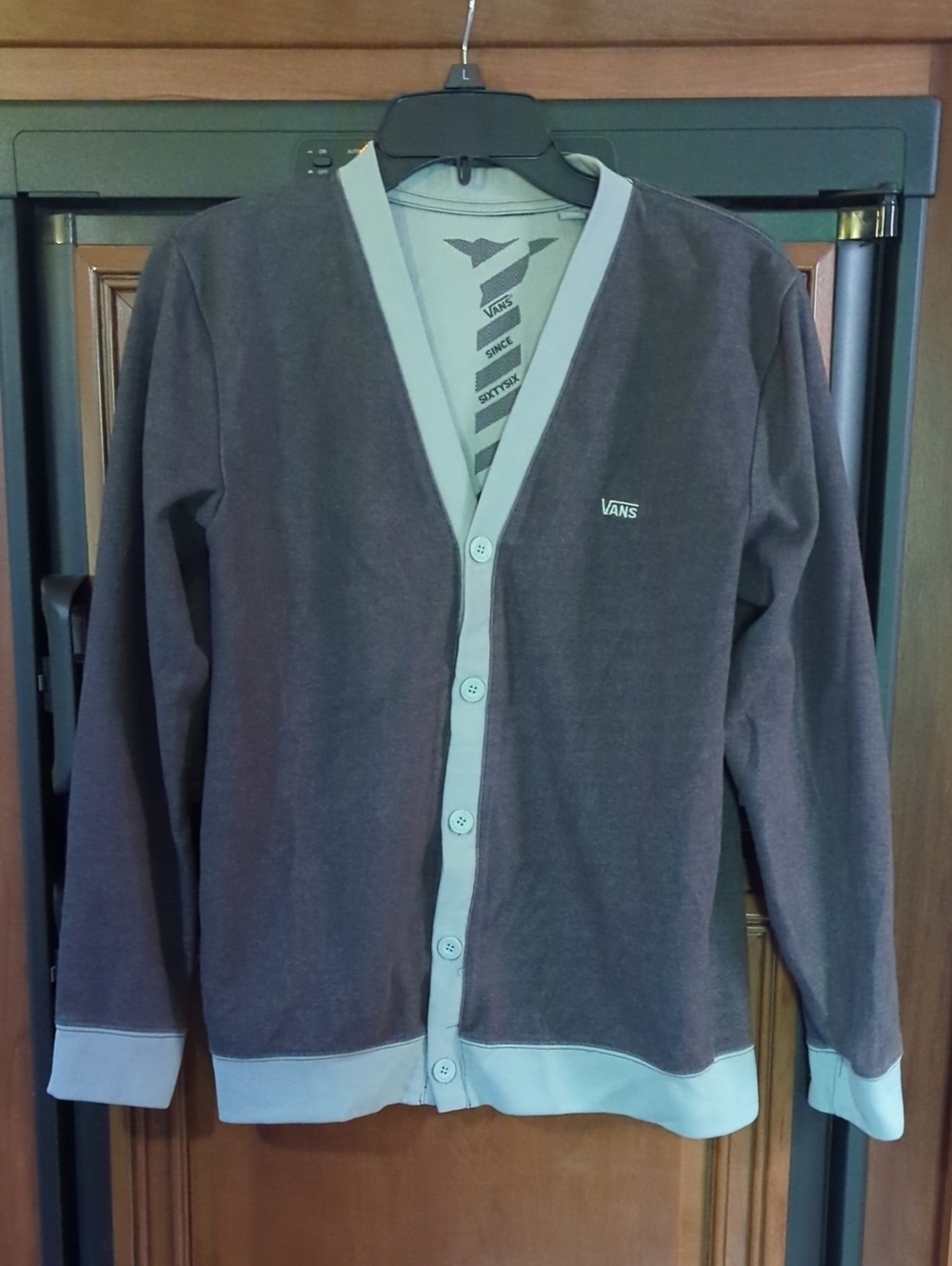 Vans Men's Charcoal Gray Cardigan with Light Gray Trim